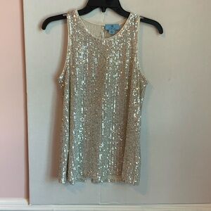 CeCe Sparkling Sequin Tank Top - Silver